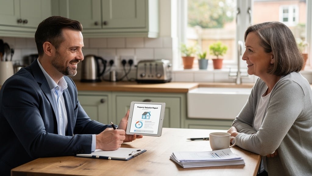 RICS registered valuer discussing an accurate property valuation report with a Cannock homeowner