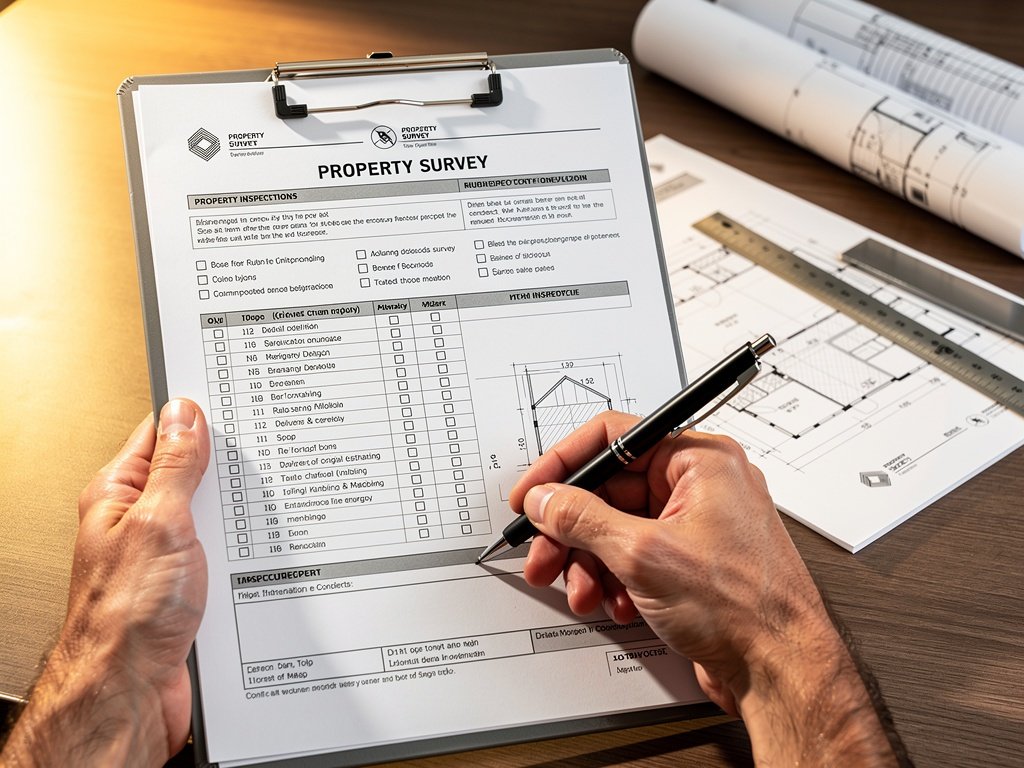 Surveyor writing a detailed property survey report